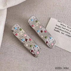 Shiny Silver Star Drop Colour Wave Point Duckbill Metal Barrettes - Rectangular Wave - View 1