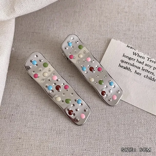 Shiny Silver Star Drop Color Wave Point Duckbill Metal Barrettes Rectangular Wave - Shop at LoveMi
