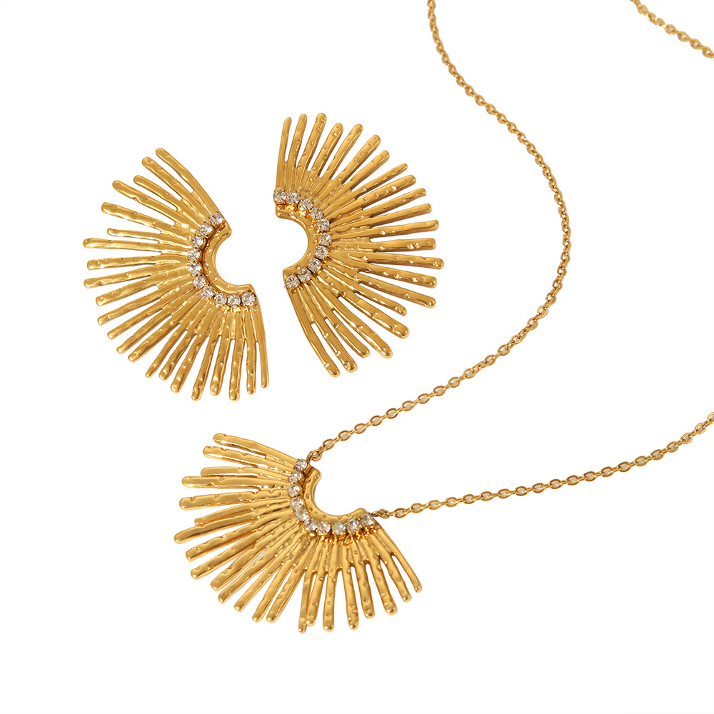 Female Geometric Ray Stainless Steel Women's Ear Stud Necklace