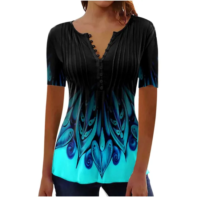 Women's Digital 3D Printed Pleated Round Neck T shirt Bddkzz008 Xxl - Shop at LoveMi