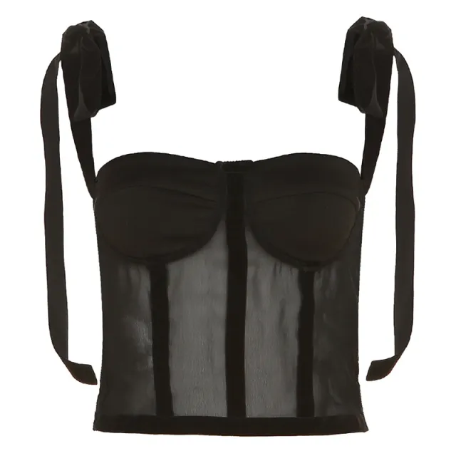 See through Fitted Waist Backless Camisole For Women Black - Shop at LoveMi