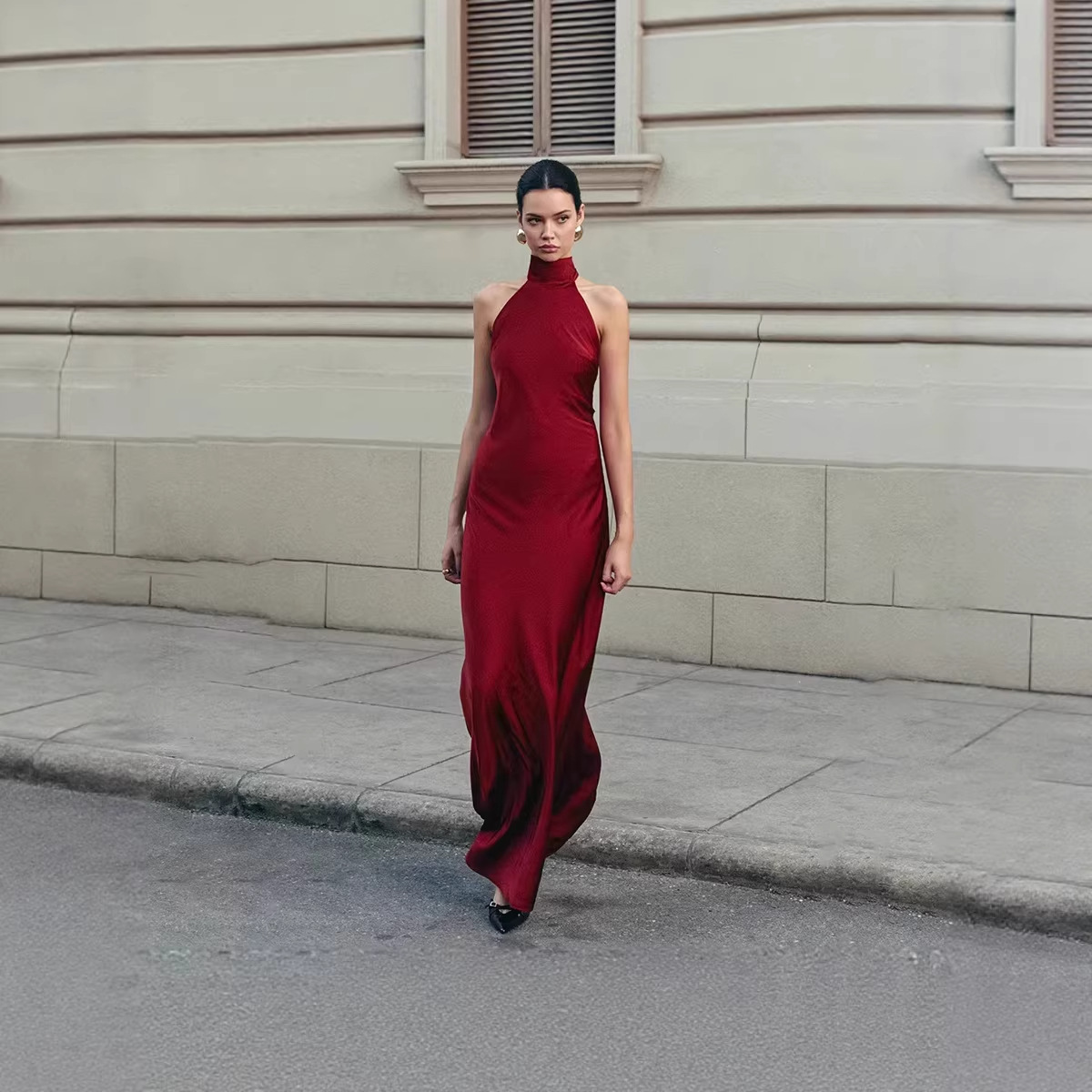 European And American-style Chic Halter-neck Bodycon Dress