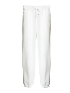 Solid Color With Fur Sweatpants Casual Sports Jogging High Waist Loose Tappered Home Casual Pants - White With Fleece Lining - View 1