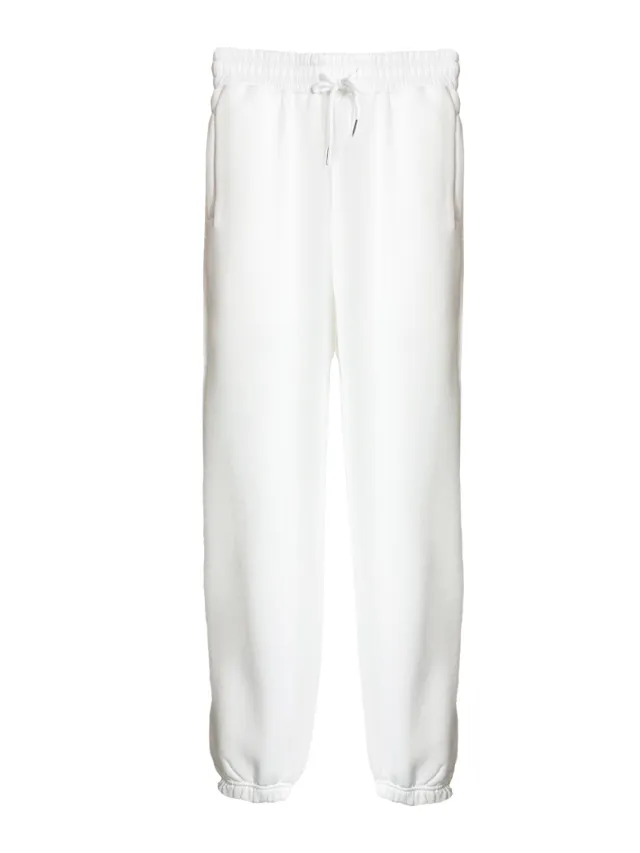 Solid Color With Fur Sweatpants Casual Sports Jogging High Waist Loose Tappered Home Casual Pants White With Fleece Lining - Shop at LoveMi