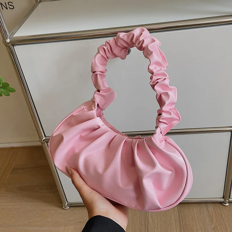 New Pure Colour Cloud Women's One Shoulder Bag - Pink