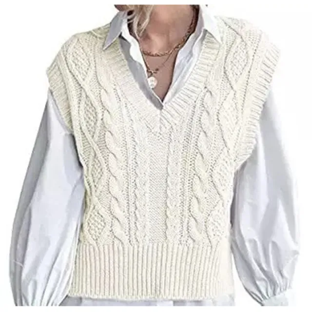 Vest Knitted Retro College Style All matching White - Shop at LoveMi