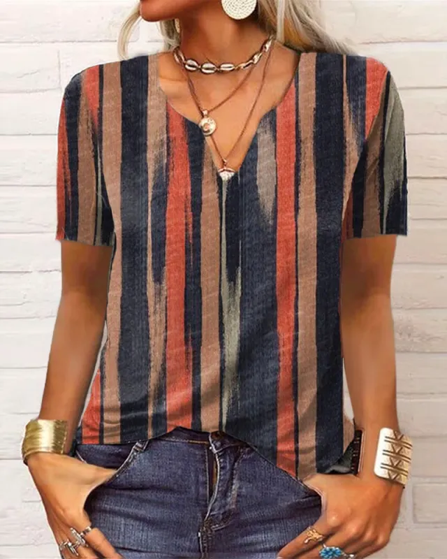 Women's Loose Long sleeved Floral V neck Short sleeved T shirt Bottoming Shirt Pattern 3 - Shop at LoveMi