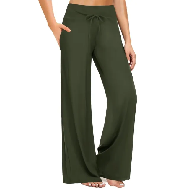 Women's Pajama Printed Wide leg Pants High Waist Green - Shop at LoveMi