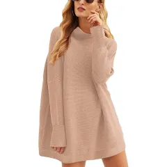 Fashion Women's Wear Top Pullover Shirt High Collar Loose Knitted Sweater For Women - Khaki - View 1