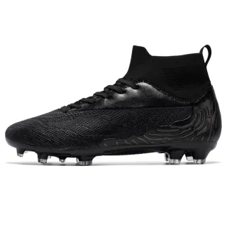 Professional Spike Breathable Sweat Absorbing Outdoor Sports Soccer Shoes - Black