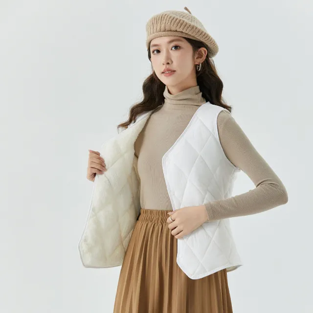 Women's Short Autumn And Winter Velvet Vest 8021Velvet White - Shop at LoveMi