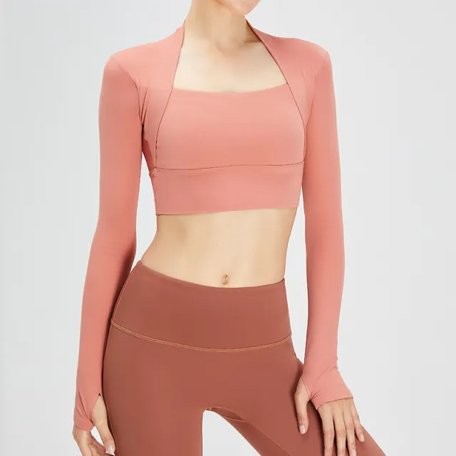 Yoga Clothes Long sleeved Women's Lulu Sports Top Running Fitness Clothes Orange - Shop at LoveMi