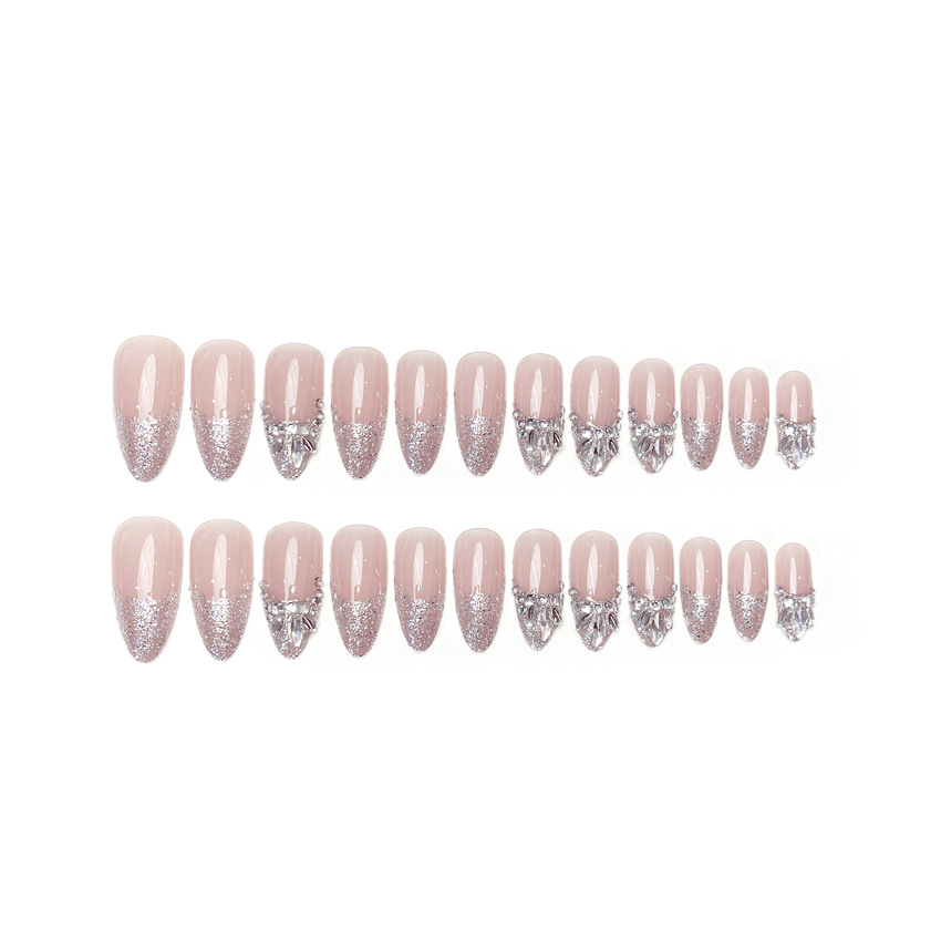Finished Wearable Nails Glamorous Rhinestones Soft Bridal Beauty