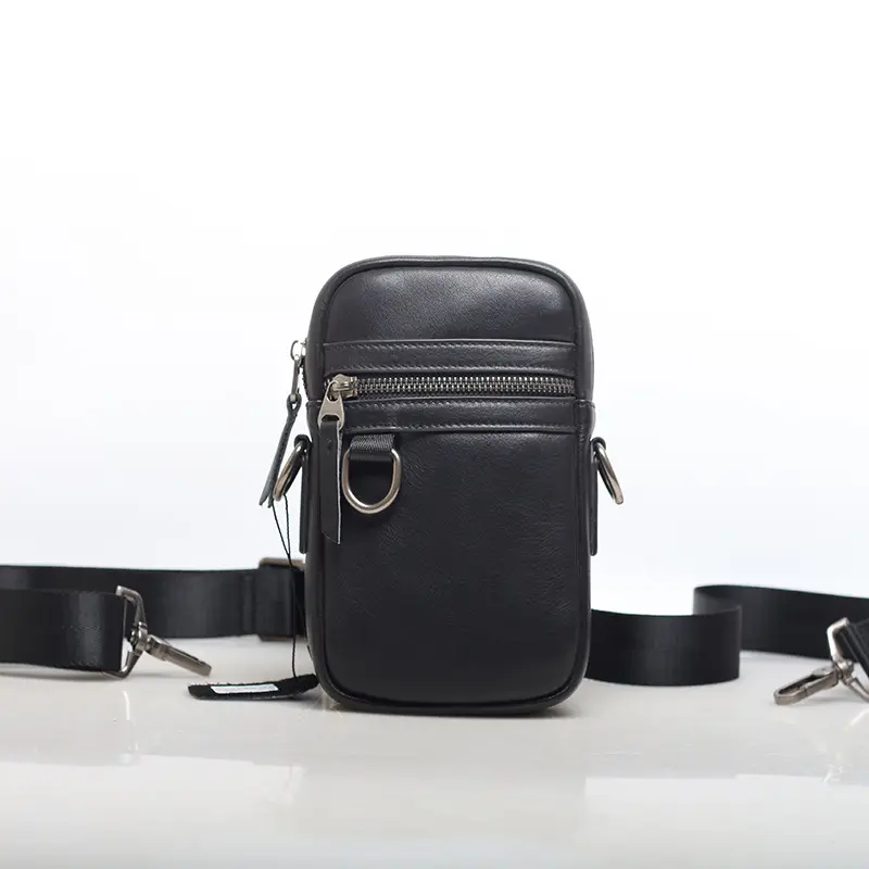 Men's Casual First-Layer Cowhide Shoulder Phone Bag