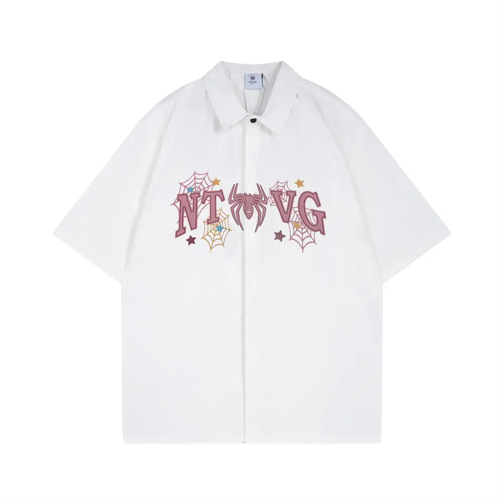 Dark Spider Web Letters Puff Print Short Sleeve