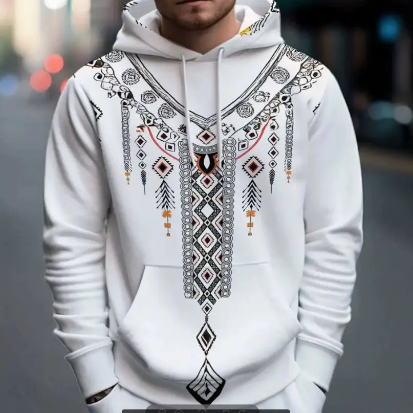 Mens Casual Hooded Long-sleeve Sweatshirt