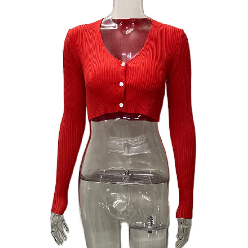 Short Knitted Long Sleeve Cardigan Women's Fashion