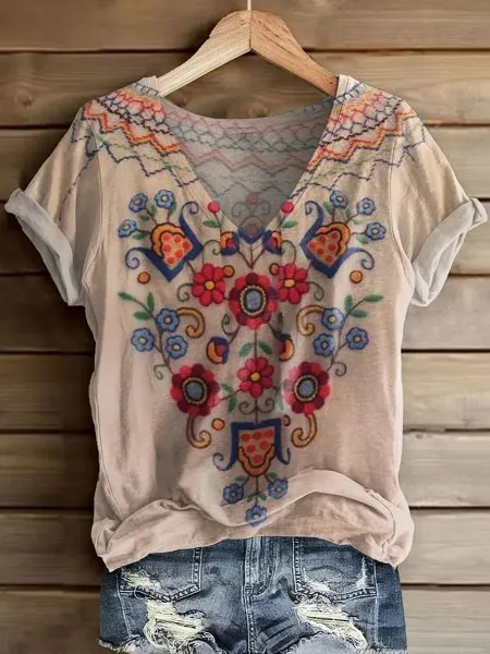 Women's Fashion Printed Short sleeved T shirt Color4 - Shop at LoveMi