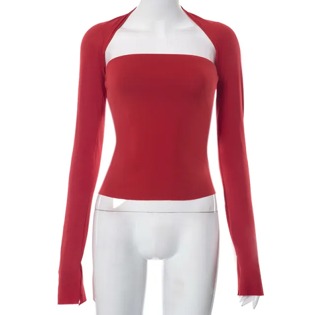 Summer New Solid Color Cape Top T shirt Red - Shop at LoveMi
