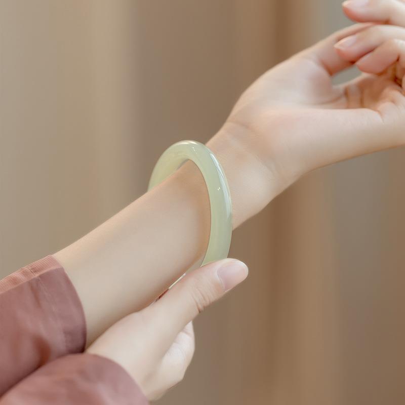 Natural Cyan-white Jade Bracelet