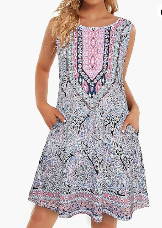 Women's Vest Dress Round Neck Sleeveless 3D Printing Qkzzn0967 - Shop at LoveMi