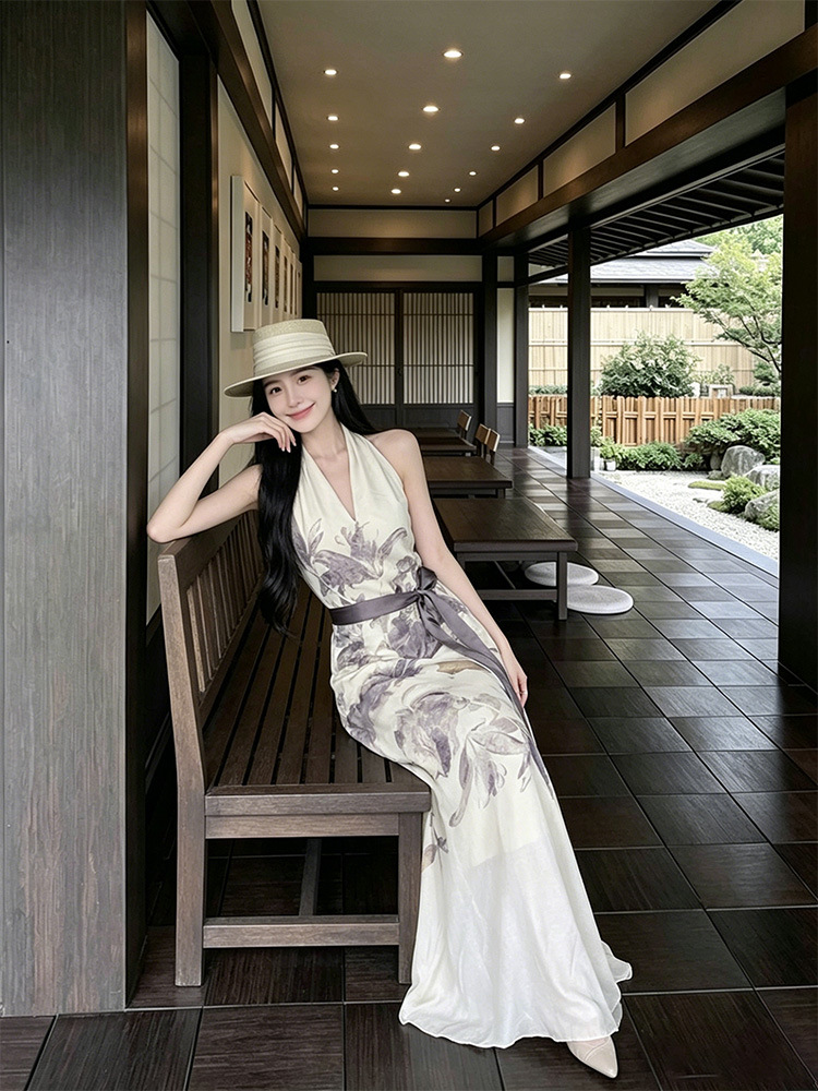 New Chinese-style V-neck Halter-neck Sleeveless Vest Dress D9387961 Efbd 45a2 82f8 4279571f4d34