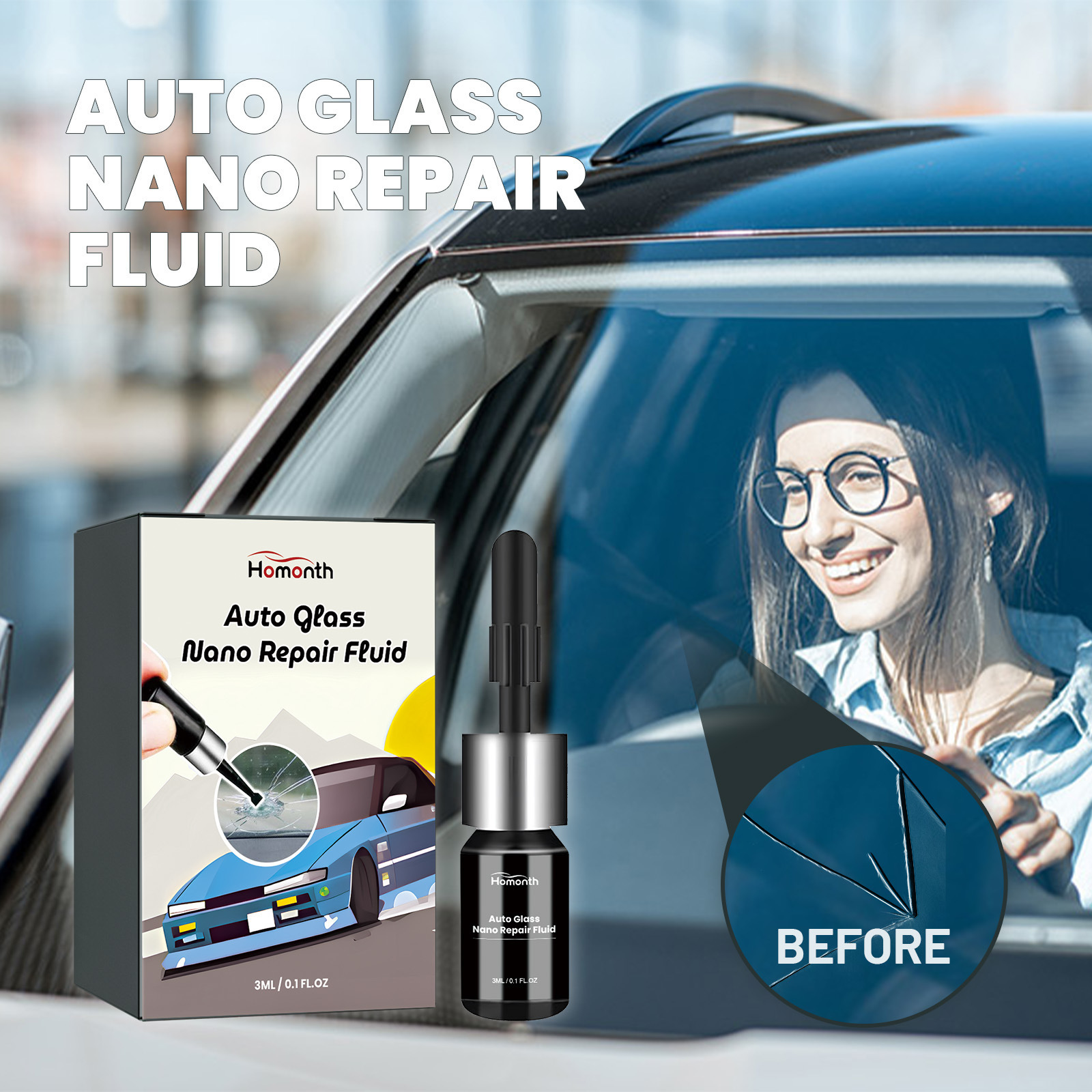 Glass Nano Repair Liquid Car Windshield Crack Fast Repair Bonding