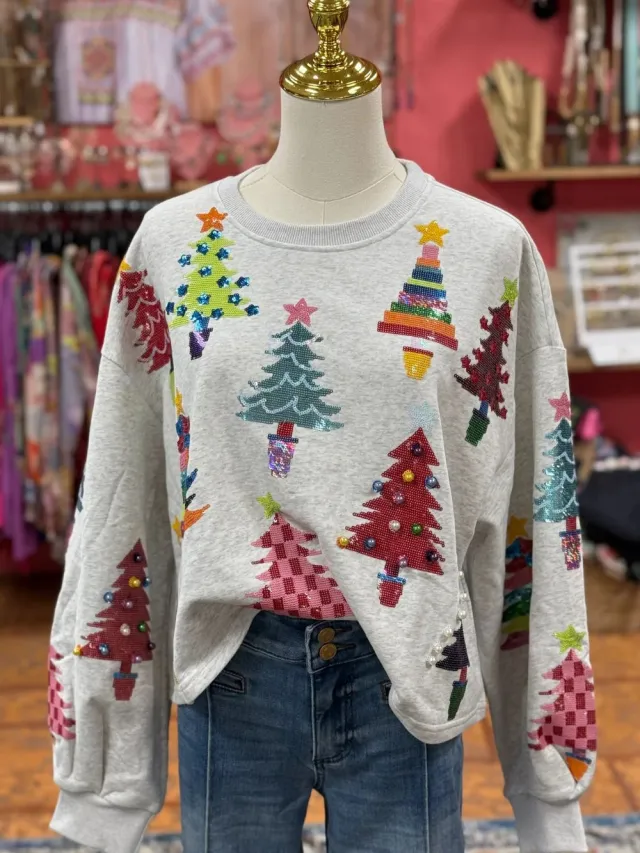 Women's Fashion Colorful Christmas Tree Sequined Sweater Colorful - Shop at LoveMi
