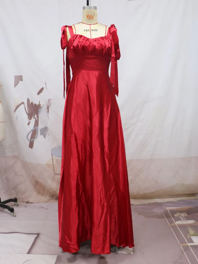 Fashion Sleeveless Camisole Gown Bridesmaid Evening Dress Dress Women Wine Red - Shop at LoveMi
