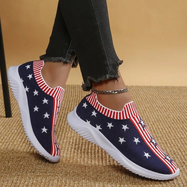 Large Size Flyknit Casual Pumps Women's Fashion XINGX - Blue