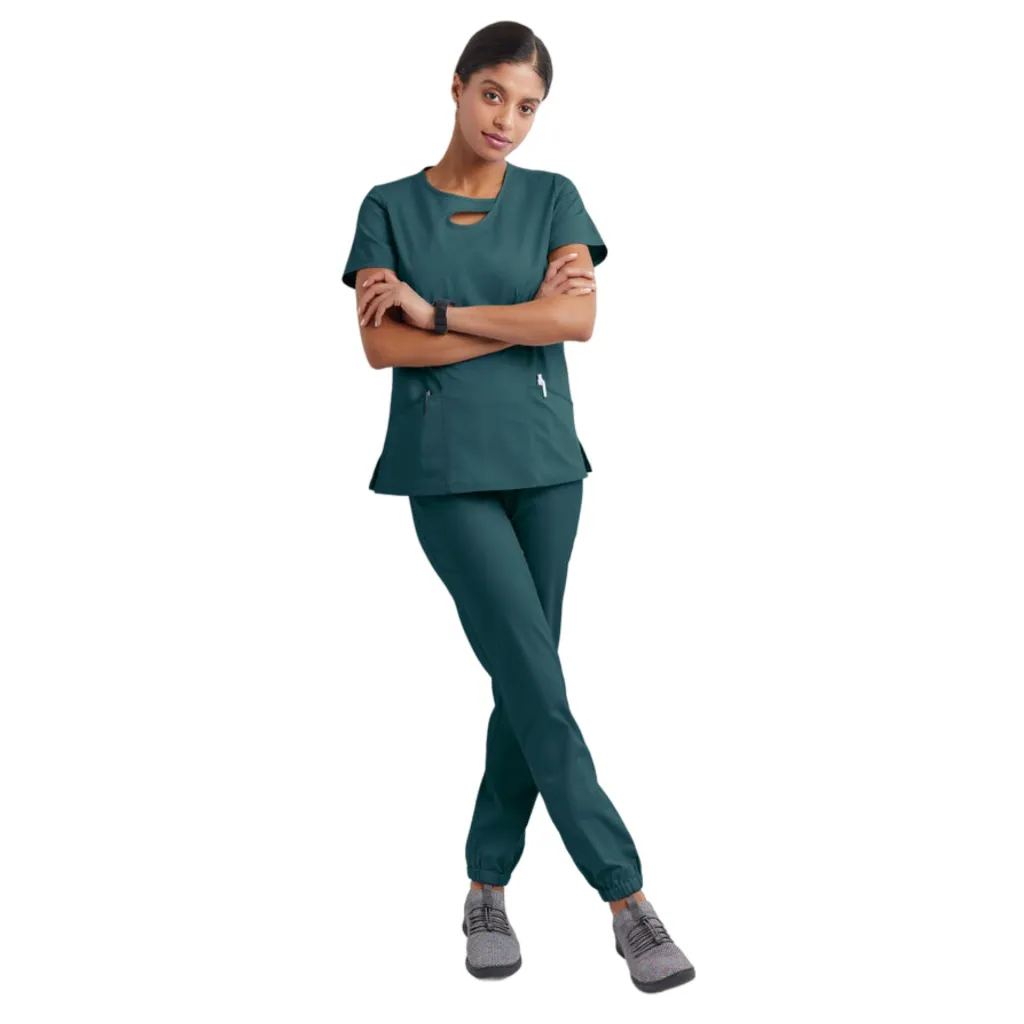 Short Sleeve Hollow Work Clothes Hospital Operating Room Hand-washing Clothes Suit - Dark Green