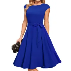 Sleeveless Lace-up Waist-tight Party High-end Dress - Blue - View 1