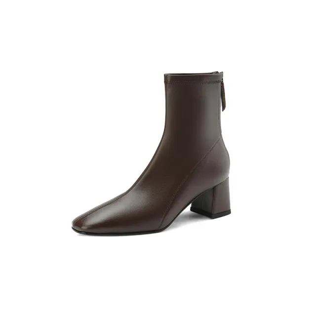 Women's French Style Small Ankle Boots Fashion Brown - Shop at LoveMi