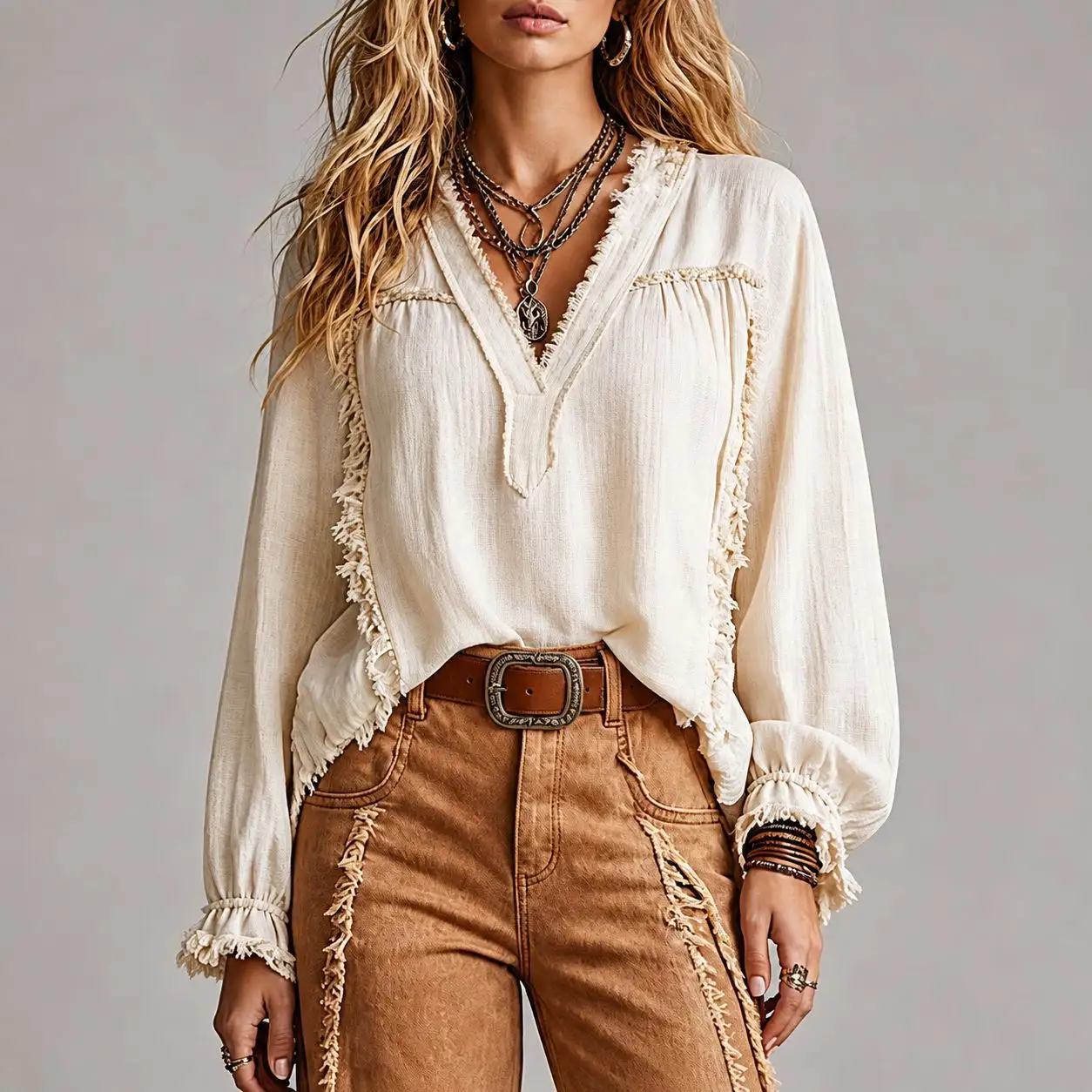 Womens Solid-Color Vintage Shirt