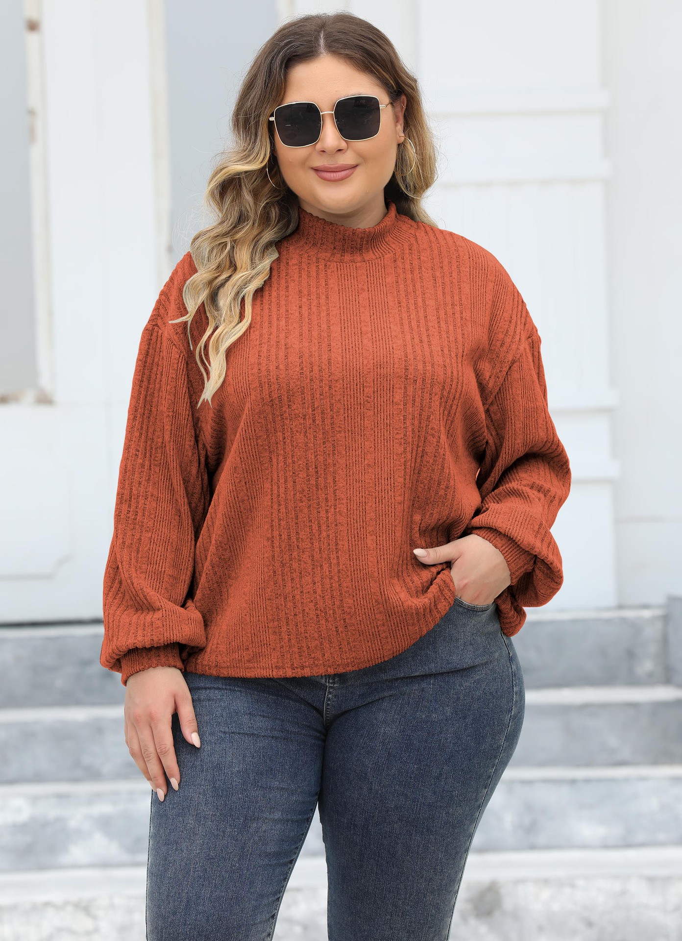 Lady's Pullover Tops Plus Size Half turtleneck T shirt Bottoming Shirt Dark Coffee - Shop at LoveMi