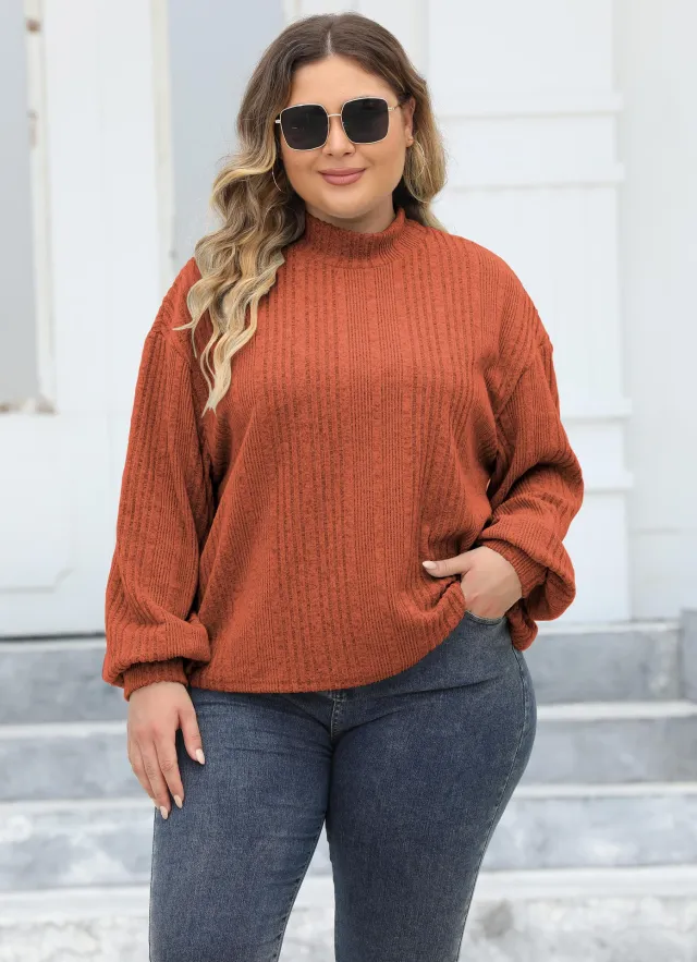Lady's Pullover Tops Plus Size Half turtleneck T shirt Bottoming Shirt Coffee - Shop at LoveMi