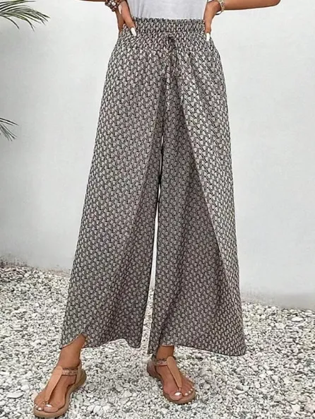 Ethnic Retro Urban Casual Loose Split Wide leg Women's Trousers Black - Shop at LoveMi