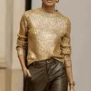 Bronzing Round Neck Sweater