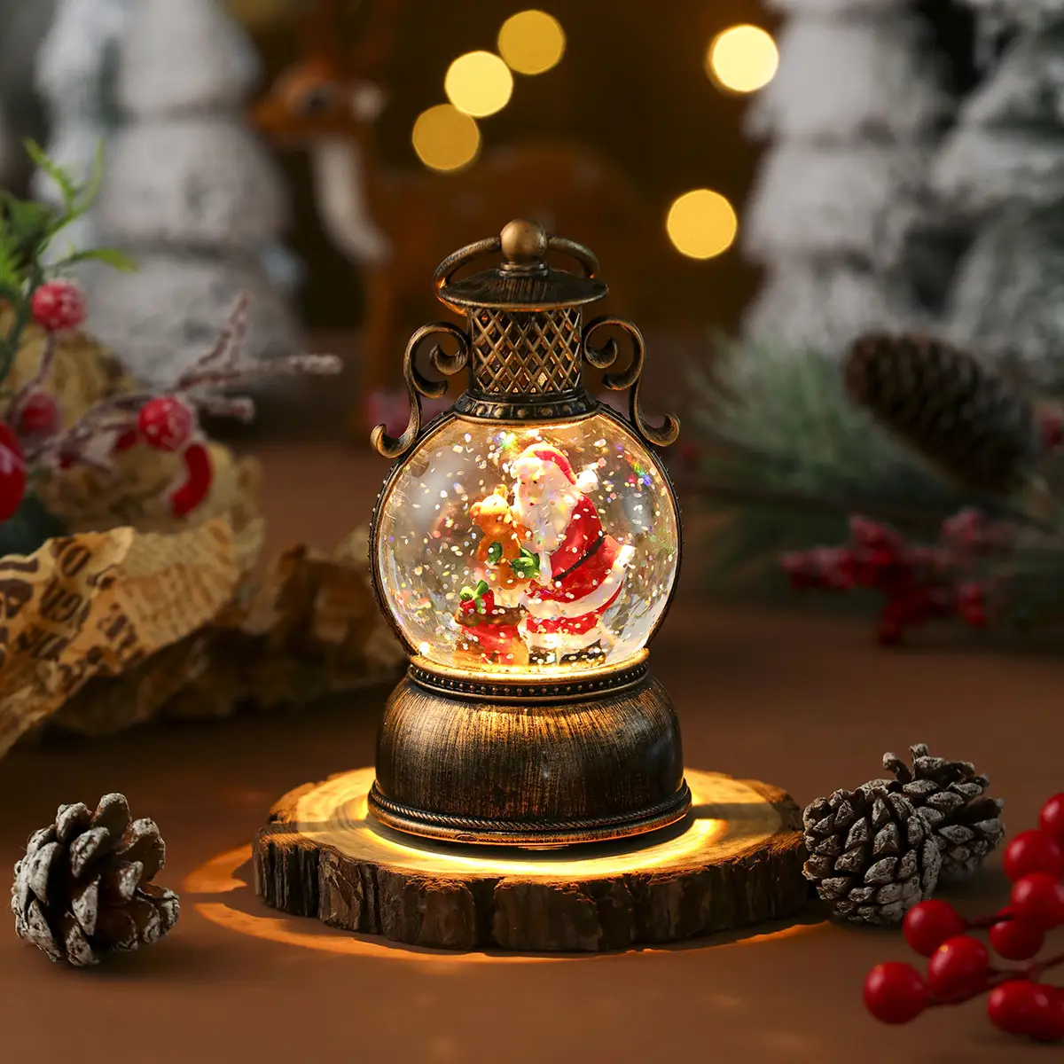 USB Music Snowflake Christmas Light Resin Ornament Christmas