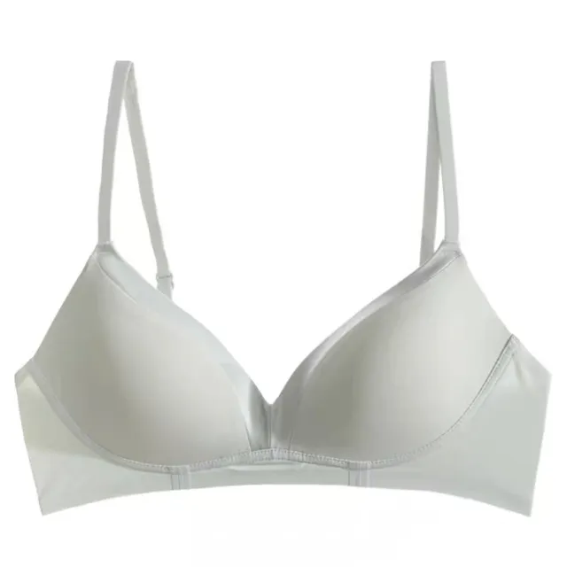 Satin Stitching French Sexy Triangle Cup Micro Push Up Without Steel Ring Green - Shop at LoveMi