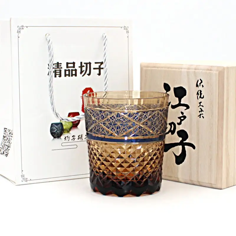 Hand-carved Crystal Wooden Box For A Single Whiskey Glass