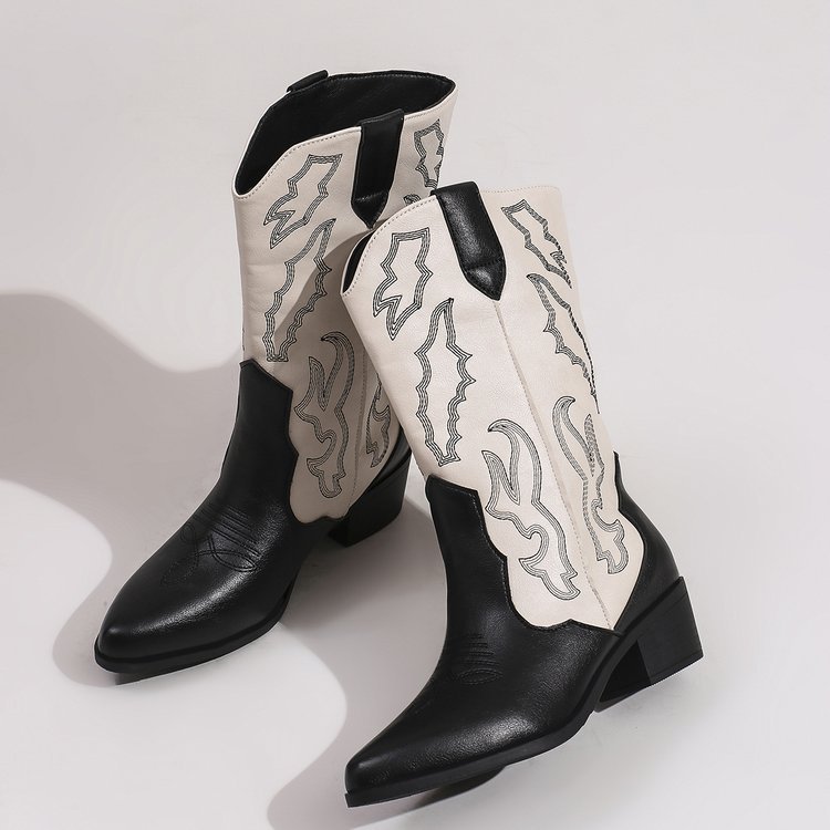 Embroidered Mid-Calf Boots — detail view 3