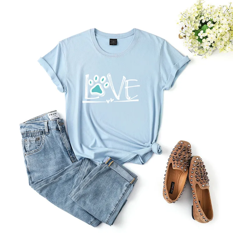 Women's Fashionable Personality Plus Size T-shirt - Light Blue White