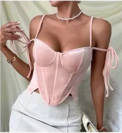 Women's Spicy Girl Style Strappy Bandage Bustier Top - Pink - View 1
