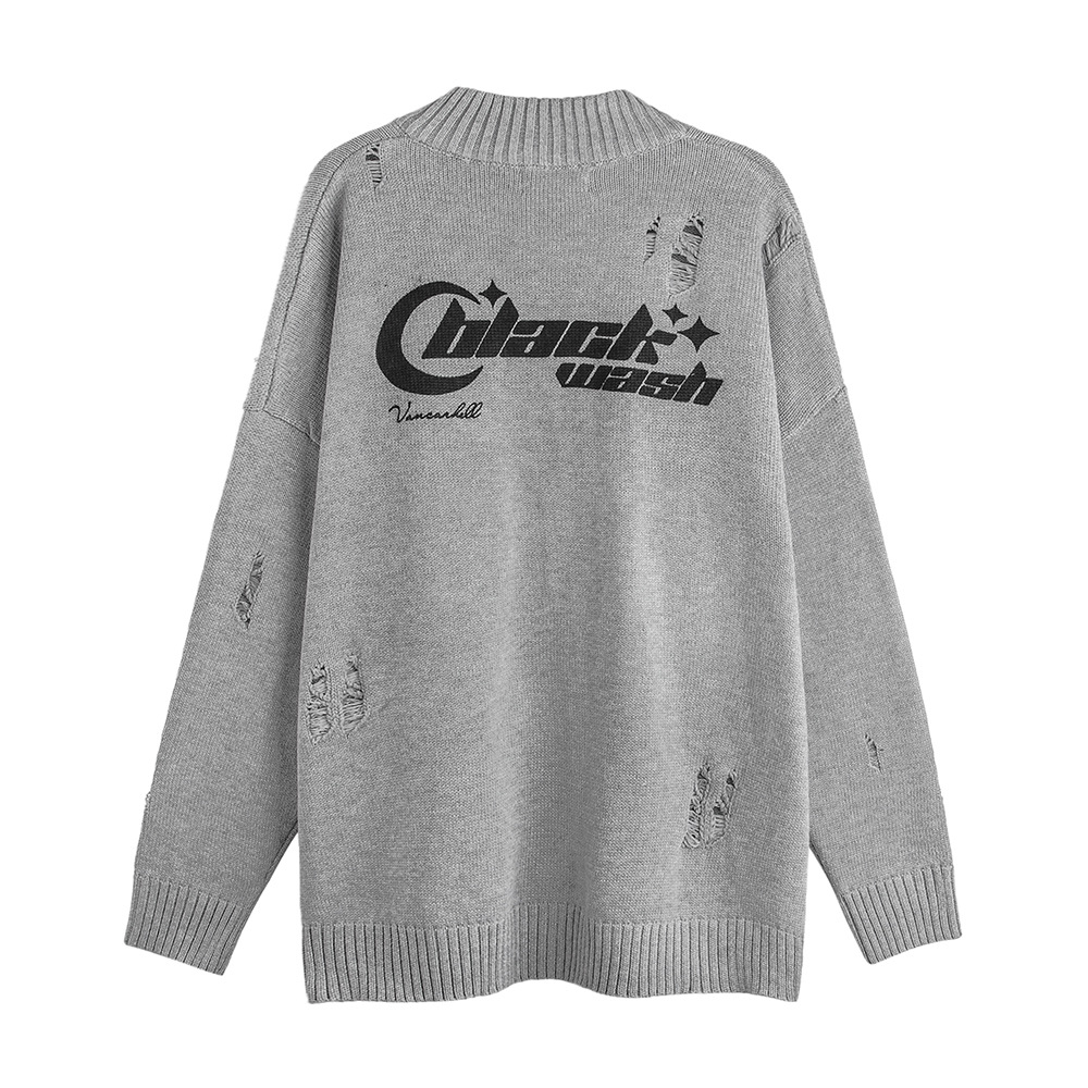 American Street Fashion Printed Letter Sweater Coat