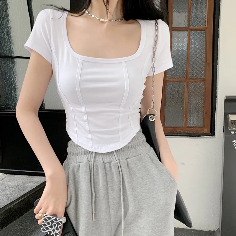 New Thin Slim-fit Short-sleeved Women's Summer - White