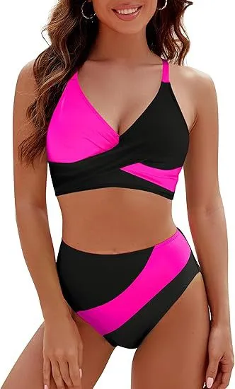 Split Suit Color Matching Lace Bikini Black - Shop at LoveMi