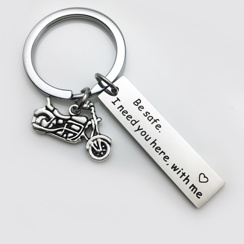Stainless Steel Key Ring Drive Safe I Need You Here Motorcycle - Shop at LoveMi