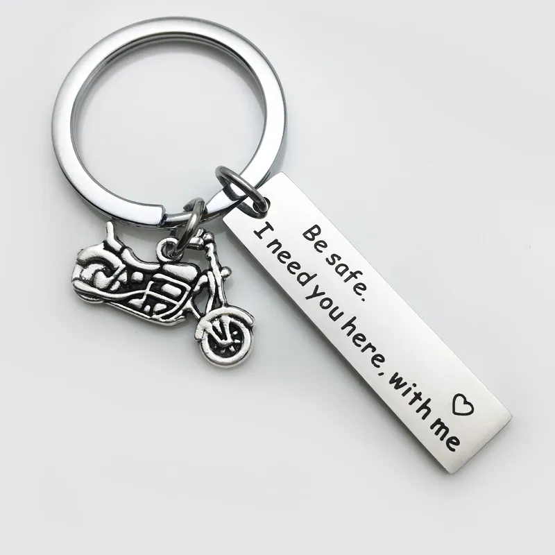 Stainless Steel Key Ring Drive Safe I Need You Here - Motorcycle