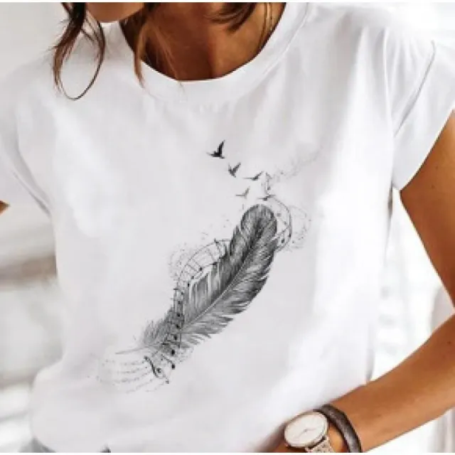 Women's Printed Short Sleeve Casual Weekend Basic V neck Abstract 3D Printing Painting Tmw171 13 - Shop at LoveMi